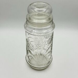 Planters Mr. Peanut Anchor Hocking Glass Jar Wheat‎ Pattern Vintage 1981